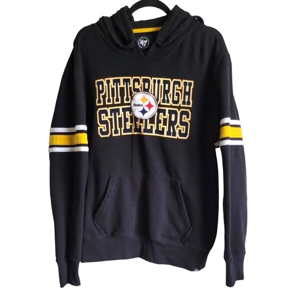 '47 Brand Pittsburgh Steelers Retro Logo Hoodie Hooded Sweatshirt Men's XL - Picture 2 of 6